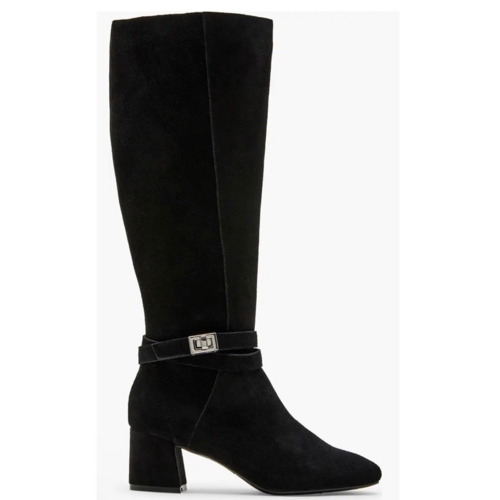Blondo Ashley Black Suede Waterproof Tall Boots‎ Block Heel Size 7 NEW